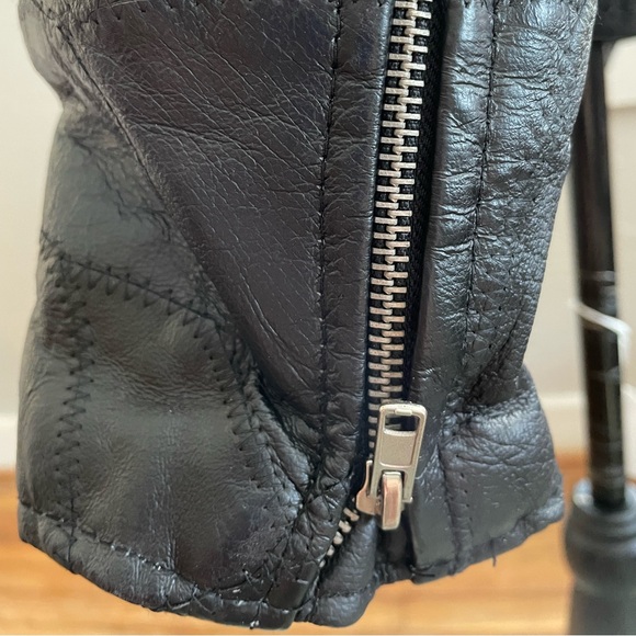 Flight Path Women’s Leather Patchwork Biker Bomber Flight Motorcycle Jacket Coat - Picture 5 of 10